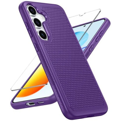 for Samsung Galaxy S25 Case: Dual Layer Heavy Duty Cell Phone Protective Cover Shockproof Rugged with Non-Slip Textured - Milit