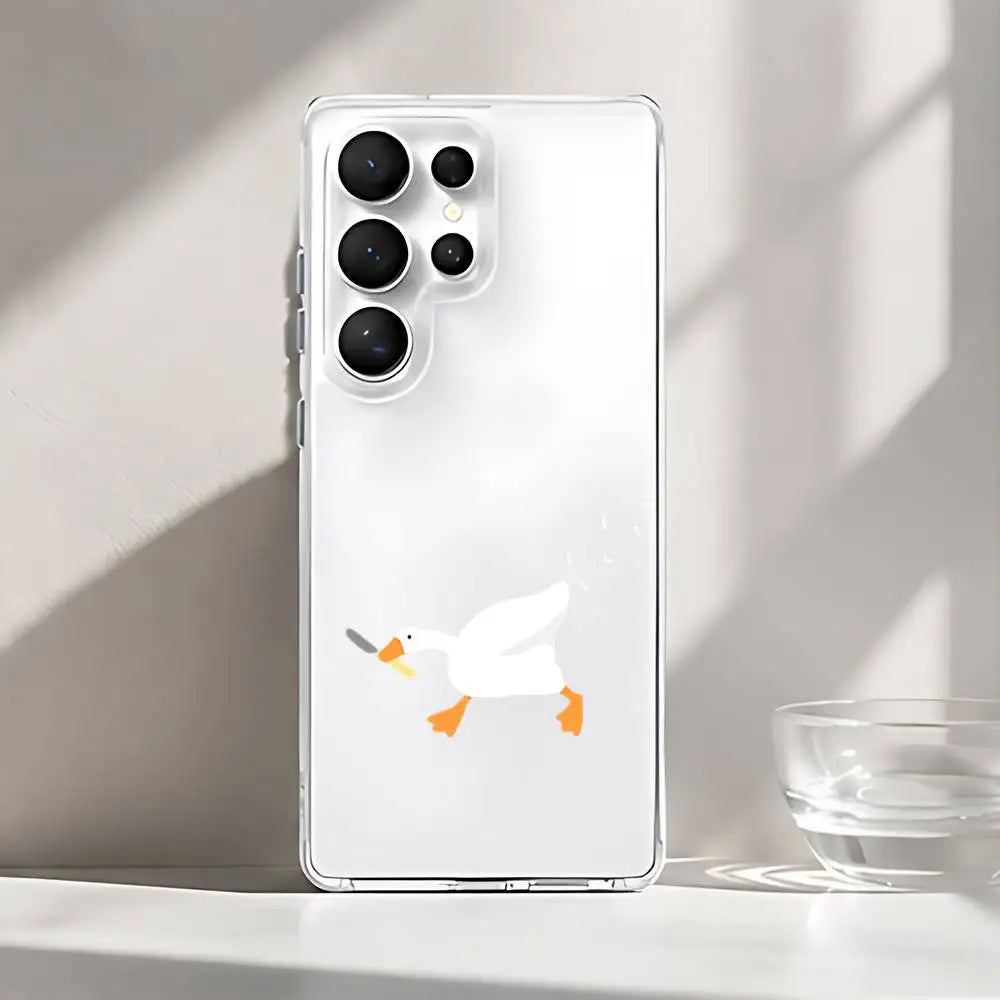Cartoon Duck Silicone Phone Case For Samsung Galaxy S21 S22 S23 S24ULTRA S25ULTRA FE Ultra Plus5G A52S S26 Cover