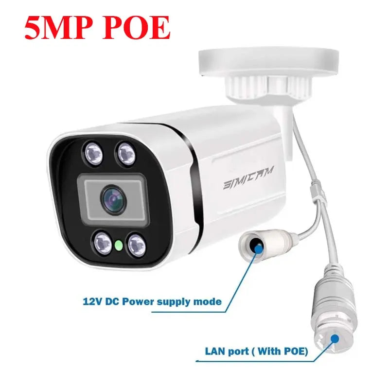 4K Poe Video Surveillance Camera Ip Onvif Audio 48V POE/DC 12V 4MP/5MP/8MP Night Vision Bullet Waterproof Security Camera for NV