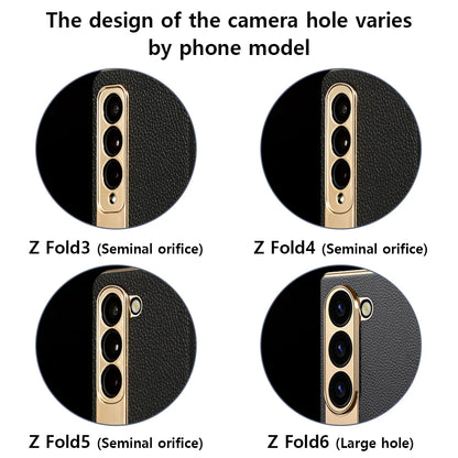 Leather Flip Case for Samsung Galaxy Z Fold 7 6 5 4 3 8 Fold8 ULtra Fold7 Plating Magnetic Hinge Stand Cover with Mirror Film