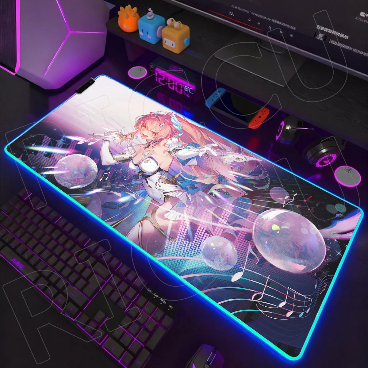 RGB HD XXL Mousepad Game Wuthering Waves Aemeath Mouse Pad Rug Desk Mat Computer Gaming PC Accessories Rubber Keyboard LED Mats
