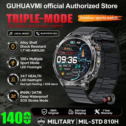 2026 New Smart Watch Bluetooth Call 1400mAh Large Battery Sport Heart Rate 1.7" Military Outdoor Men Smartwatch For Android IOS
