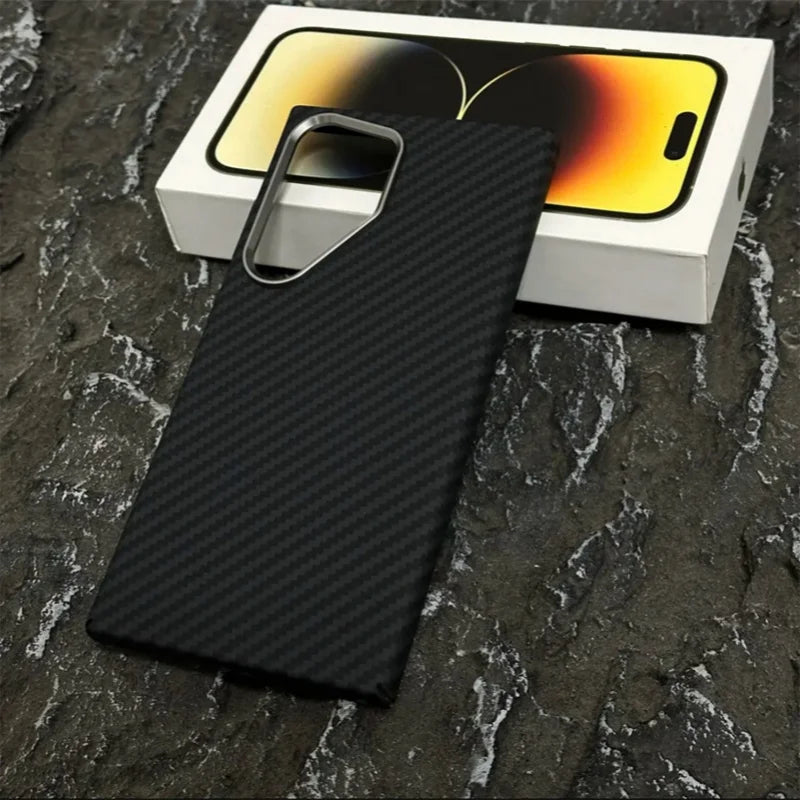 Luxury Carbon Fiber Wireless for Magsafe Case for Samsung Galaxy S26 S25 S23 S24 S22 Ultra Plus Alloy Lens Protection Hard Cover