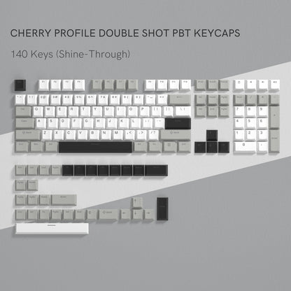 140 Keys White Grey PBT Keycap RGB Shine Through Double Shot Keycaps Cherry Profile for MX Switches  Mechanical Gaming Keyboard