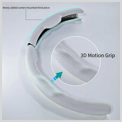 3Pcs Perforated Leather Breathable Anti-Slip Sweat-Absorbing Universal Car Steering Wheel Cover Auto Accessories