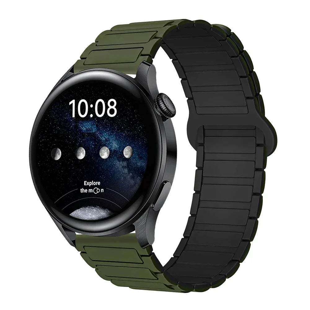 18mm 20mm 22mm Magnetic Loop Band for Samsung Galaxy Watch 7/6/5 Pro/4/Classic Silicone Link Bracelet Huawei GT 2-2e 3-4 Strap
