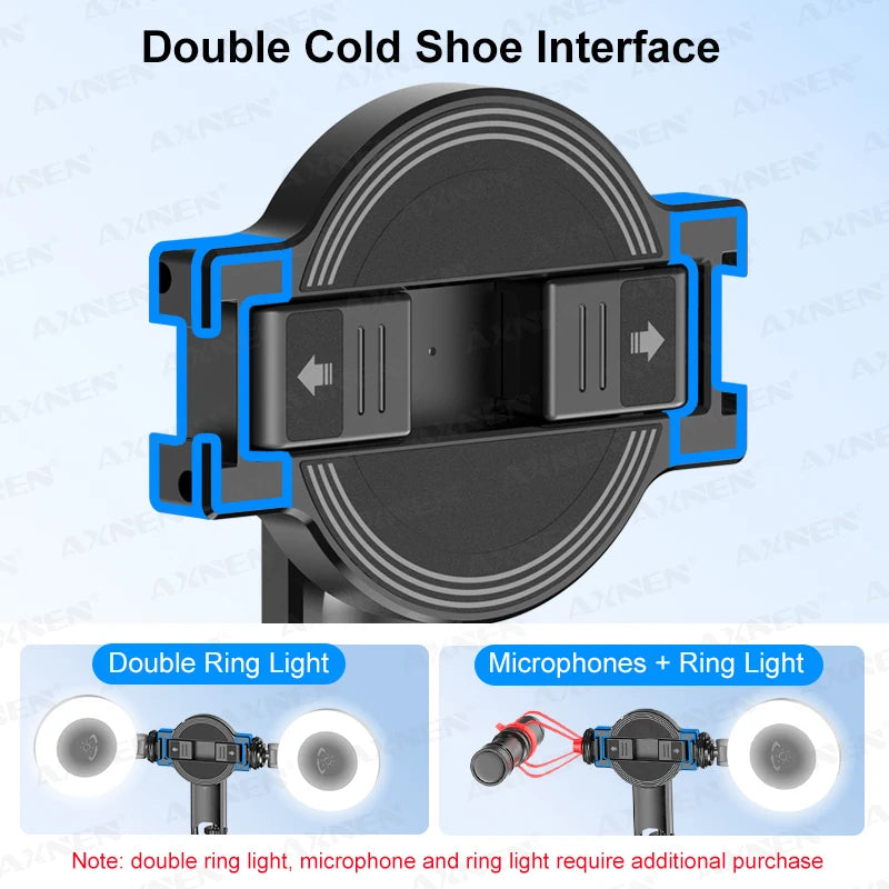 AXNEN C20 Magnetic Selfie Stick Tripod Extendable for Cellphone Shooting with Remote 1/4" Thread for Action Camera Ring Light