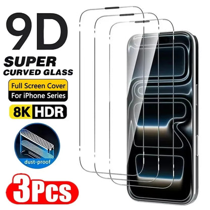 1-3Pcs Tempered Glass for iPhone 14 13 12 11 15 16 17 18 Pro Max Mini Screen Protectors for iPhone Air XR XS 7 8 Plus 16e Glass