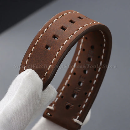 18/19/20/21/22/24mm Vintage Cowhide Watch Strap Brown Black Top-Grain Leather Watch Band Quick Relase Butterfly Buckle Bracelet