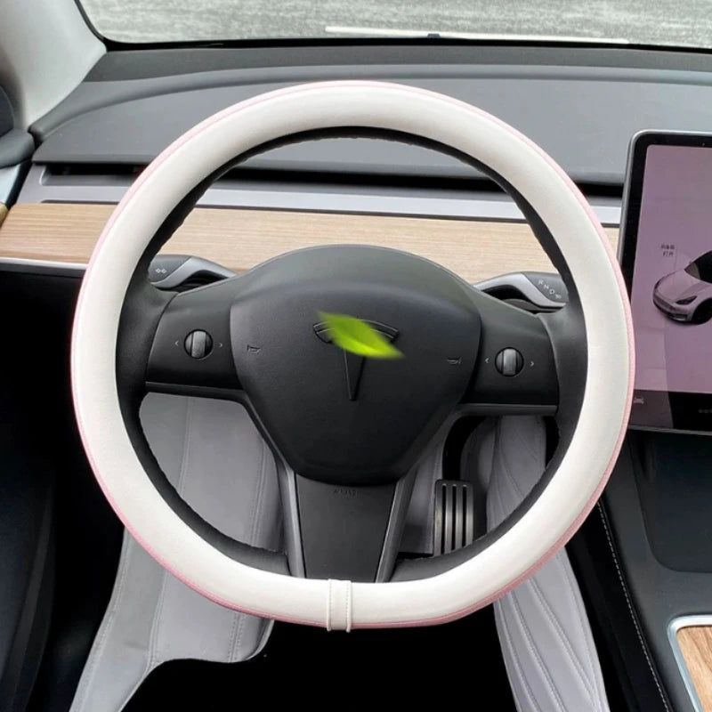 PU Leather Steering Wheel Cover For Tesla Model 3 Y Highland Anti Slip Steering Replacement Protect Cover Interior Accessories
