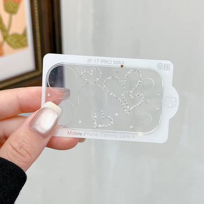 Ins Transparent Simple Rhinestone Stars Heart Bowknot Camera Lens Protector For iPhone 17 Pro 17ProMax  Protective Glass Lens