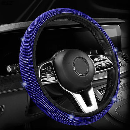 Bling Bling Diamond Rhinestones Crystal Car Steering Wheel Cover PU Leather Auto Accessories Case Car Styling