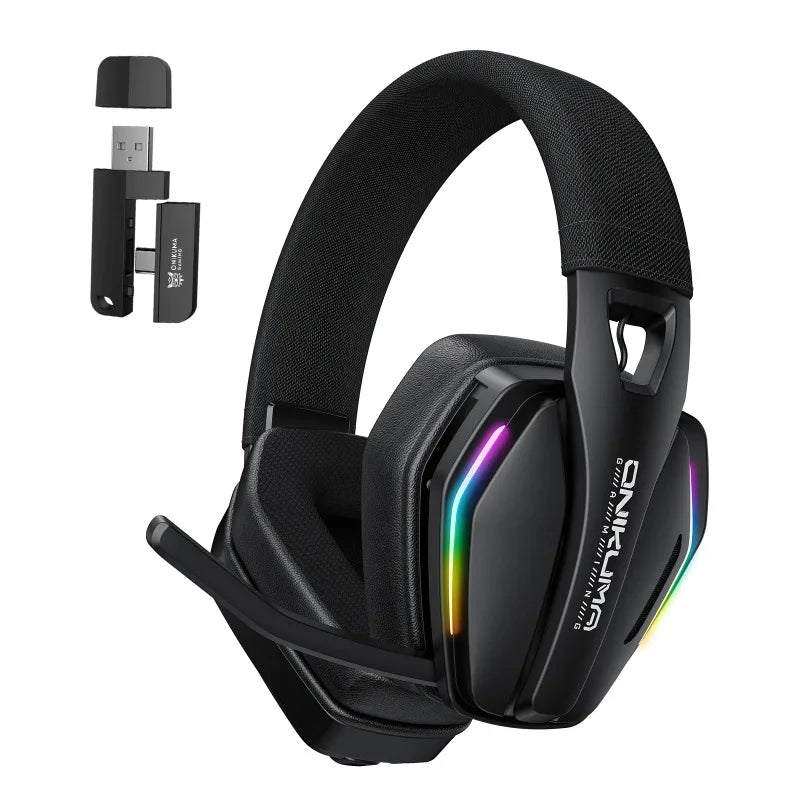 ONIKUMA GT826 Wireless Headset Gaming Headphone Tri Mode Connection Bluetooth USB C 2.4G Low Latency RGB Stereo Sound For PS5 PC