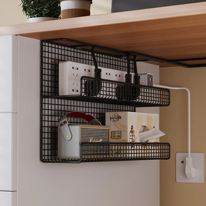 Single / Double-layeer 30cm No-Drill Under-Desk Cable Management Tray Power Cable Organizer Rack with Wire Storage for Desktop