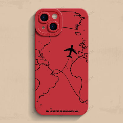 Travel-nspired Airplane Route Desian Phone Case For iPhone 17 16 15 14 13 12 11 Pro Max Mini 8 7 Plus XR XS Soft Silicone Covers