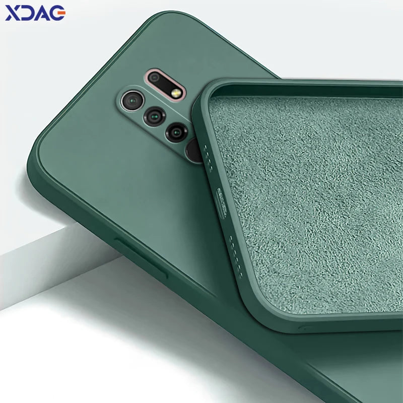 Original Square Liquid Silicone Case for Xiaomi Redmi 9 9A 9i 9T Power Camera Protective Cute Phone Back Cover Redmi9 T Fundas