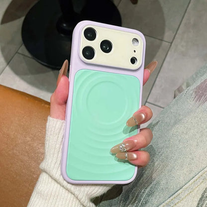 Q1 Color Blocking Color Liquid Silicone for MagSafe Case for Iphone 18 17 16 15 14 Pro Max Water Ripple Wireless Charging Cover