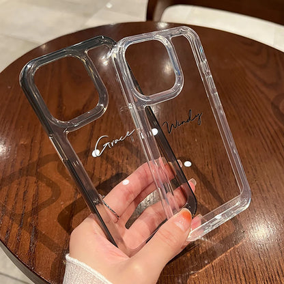 Personalized Clear Phone Cover Customized Name For iPhone18 17 16 15 14 13 12 11 Pro Max TPU Shockproof Transparent Back Case