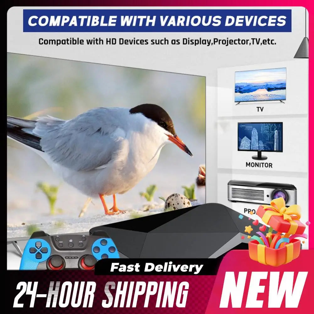 （EU）New X2 PRO Retro Game Console 64/128/256GB 4K TV Box Built-in 65000+ Games with 2 Gamepads Wireless Controllers Arcade