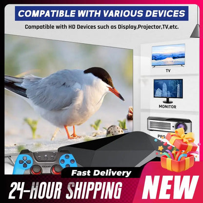 （EU）New X2 PRO Retro Game Console 64/128/256GB 4K TV Box Built-in 65000+ Games with 2 Gamepads Wireless Controllers Arcade