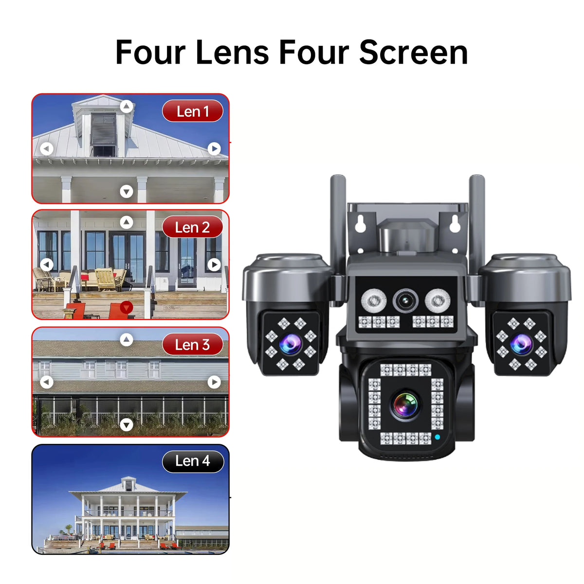 10K 20MP 4Lens Security Camera PTZ WiFi IP Camera with Auto Tracking Outdoor Waterproof CCTV Full Color Night Vision 2-Way Audio