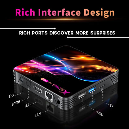X88 Pro 14 Max Android 14.0 Smart TV Box RK3528 2,4G/5G WIFI6  4K HD BT5.0 H.265 decoder Media Streaming Player for internet TV