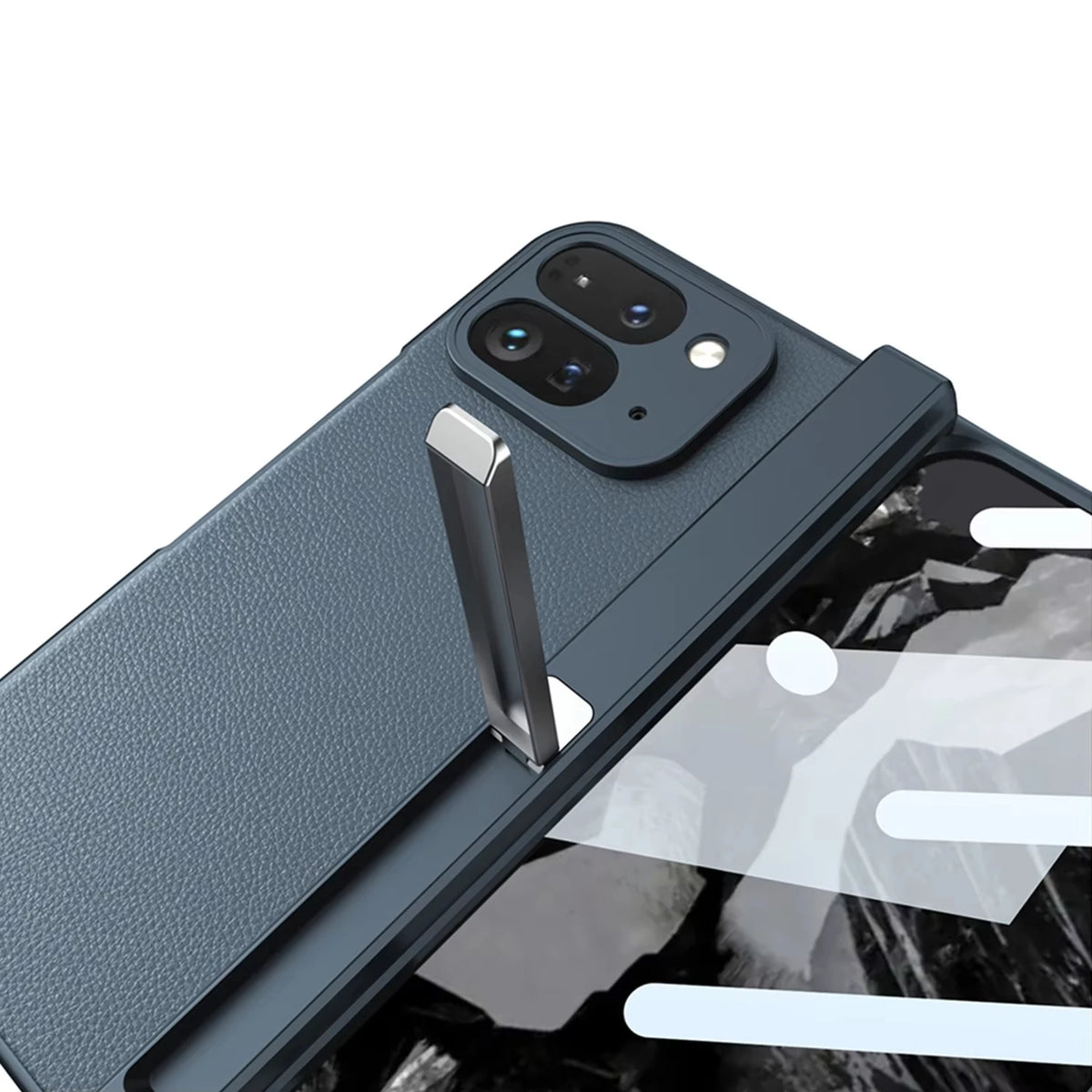 Magnetic Hinge Stand Case For Google Pixel 9 Pro Fold Plain Leather Screen Glass Protective Hard Cover For Pixel 9 Pro Fold Case