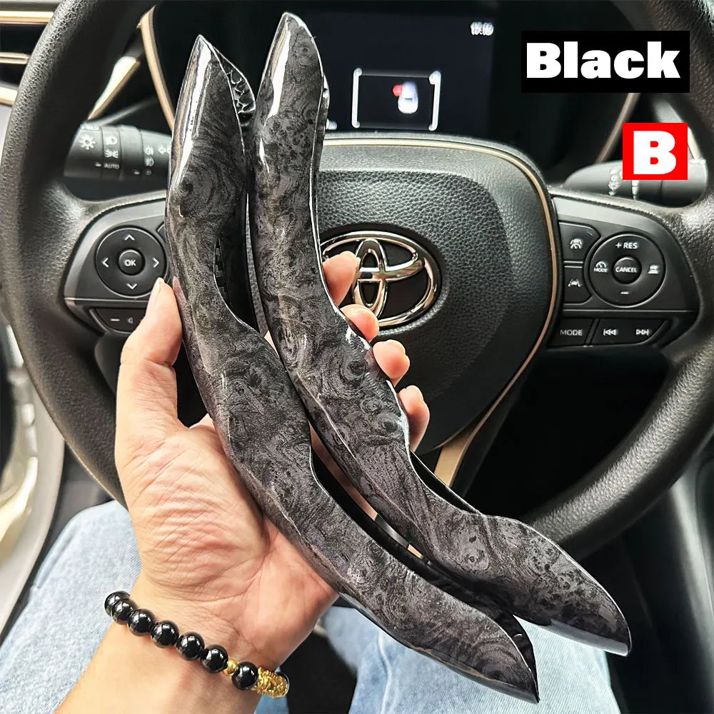 2PCS Universal Round Car Steering Wheel Cover Winter Fur Warm Carbon Fiber Leather Anti-slip Protective Case Luxury Accessories