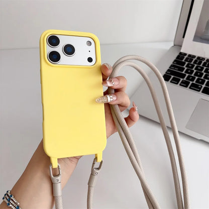 Official Lanyard Case For iPhone 17 Pro Max 14 12 11 13 15 16 Plus 17 Air Shockproof Candy Crossbody Neck Cord Strap Soft Cover