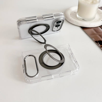 Luxury Kickstand Bracket Magnetic Phone Case For iPhone Duo 18 Fold for Magsafe 360 Rotating Metal Ring Holder Stand Cover