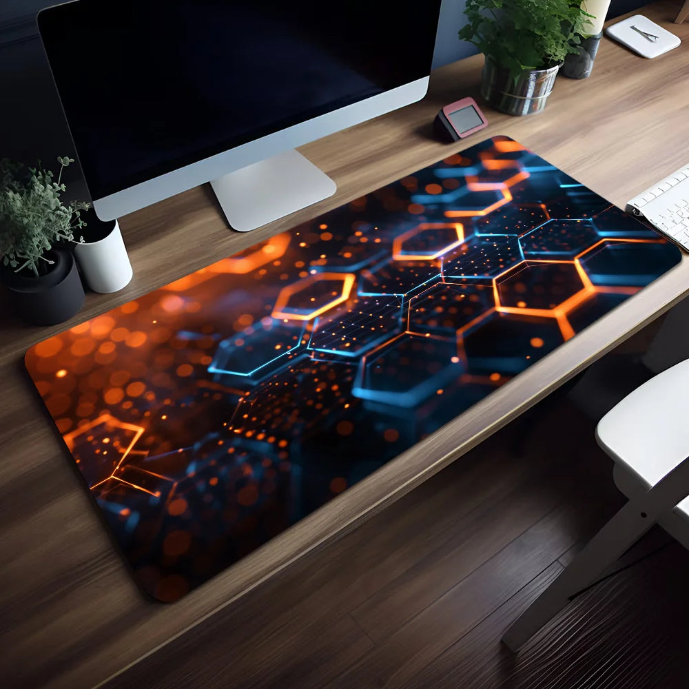 Geometric Blue Gradient Honeycomb Mouse Pad Non-slip Thickened Large Writing Lockedge Office Student Gaming Cushion MousePad