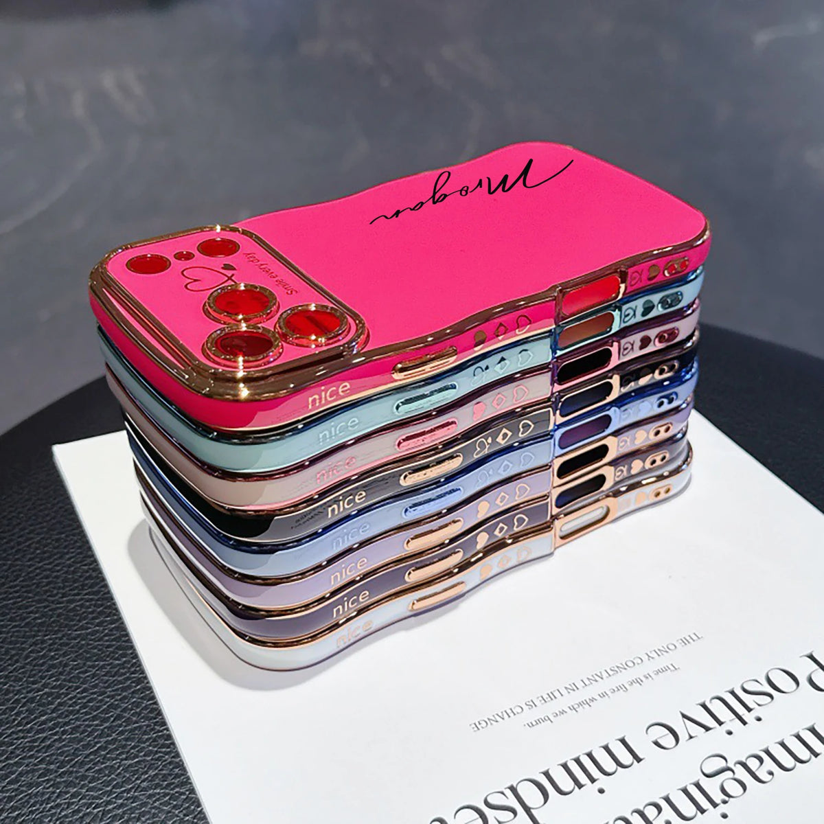 Custom DIY Name Plating Soft TPU Case Compatible with iphone17 16 15 14 13ProMax 17 Pro 17Air 17,Wave Bumper Shell Cover.