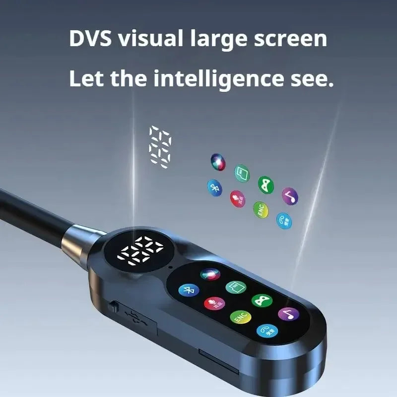 HD Screen Earphones Bluetooth 5.4 Headphones Neckband Headsets TWS Wireless Earbuds HiFi Stereo Voice Assistant Support TF Play