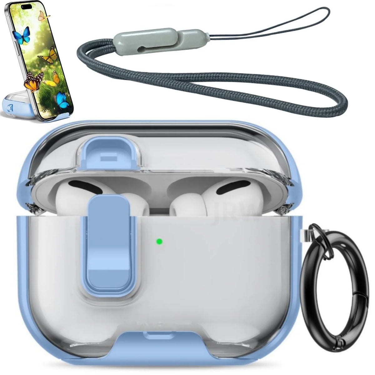 Case for Airpods Pro 3 with Secure Lock & Phone Stand Soft TPU Protective Case with Lanyard Anti-Scratch Shell for AirPods Pro 3