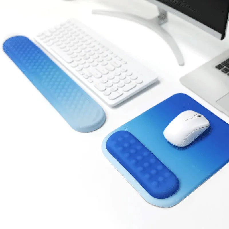 Keyboard Wrist Rest Pad Set Soft Memory Foam Mouse Pad Wrist Support Cushion Pain Relief Ergonomic Computer Mousepad for Office