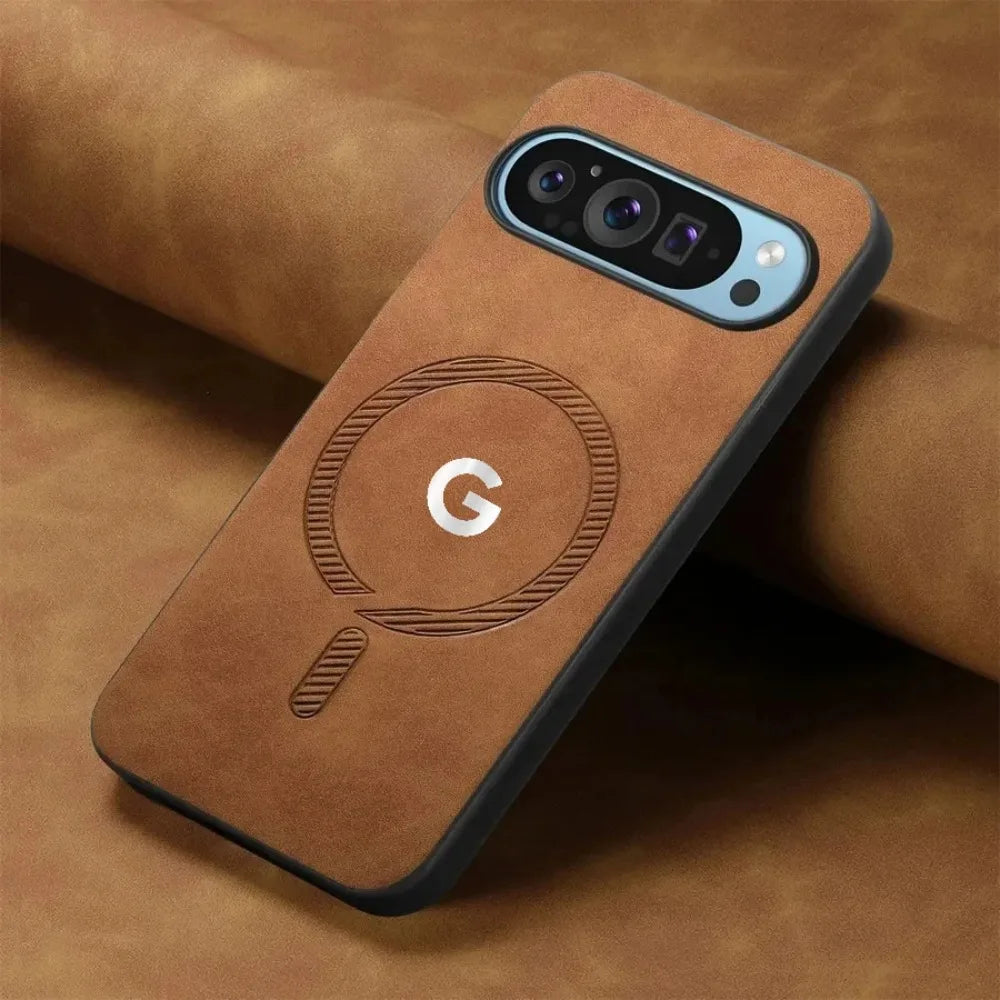 Fashion Skin-friendly PU Leather Slim Case For Google Pixel 11 10 9 Pro XL 8 7 9A 8A Magnetic Charge Full-Pack Shockproof Cover