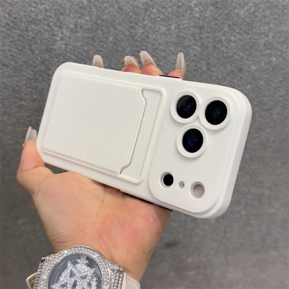 Luxury Soft Silicone Wallet Case For iPhone 17 16 15 14 Plus 13 12  Pro Max XR XS Shockproof Card Holder Slot Cover