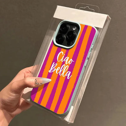 Orange Striped Minimalist Design Case For iPhone 17 16 Pro Max 11 12 13 14 15 Pro 16 15 Plus XS X XR 16e Shockproof Soft Cover