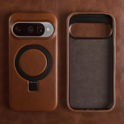 Luxury Magnetic Bracket Holder Genuine Leather Case For Google Pixel 10 Pro XL Pixel10 8A 9Pro 7A 6A 5A Full Wrapped Back Cover