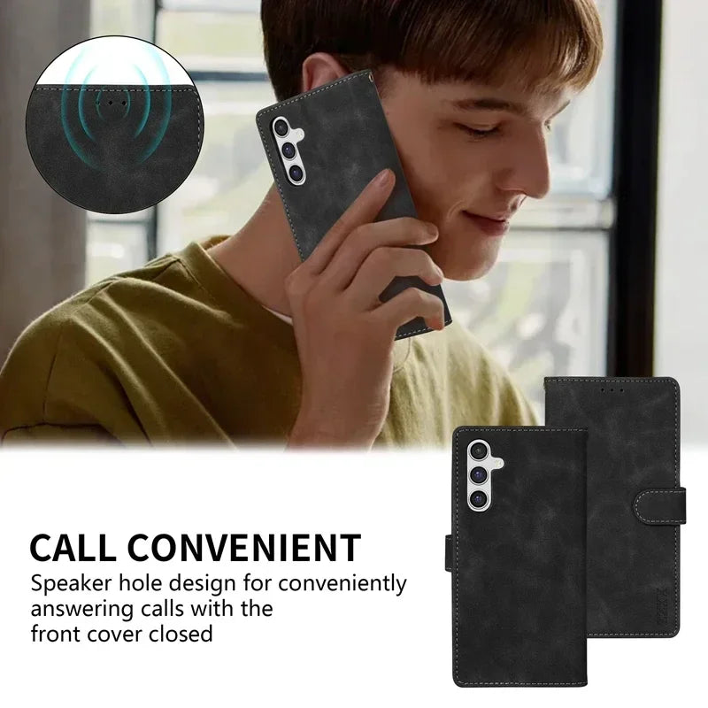 Wallet With Card Slot Support Magnetic Flip Leather Case For Samsung Galaxy S26 Ultra S25 Edge S24 Plus S23 S22 S21 S20 FE Cover
