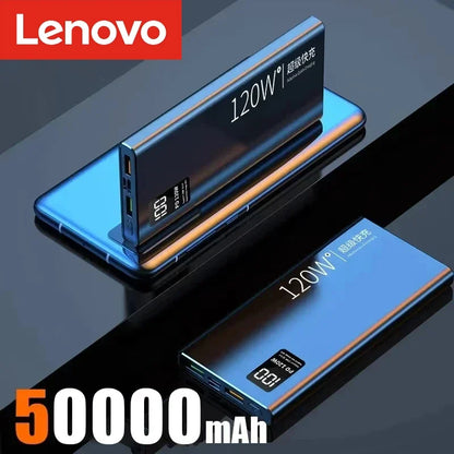 Lenovo 120W Power Bank 200000mAh High Capacity Fast Charging Powerbank Portable Battery Charger For iPhone Samsung Xiaomi NEW