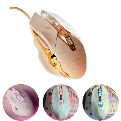 Wired Gaming Mouse Silent RGB Backlit Pink Mice USB Optical Girl Gamer Mouse For Laptop PC Desktop Computer Office Gift
