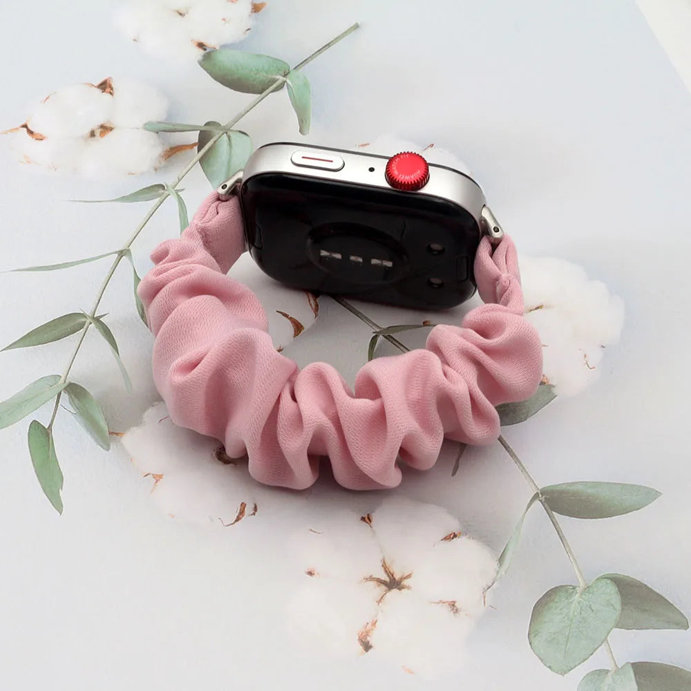 Pink Fabric Strap for Huawei Watch Fit 3/ Fit 4 Pro/ Fit 4/Fit5 Band Smartwatch Replacement Elastic Scrunchie Bracelet for Women