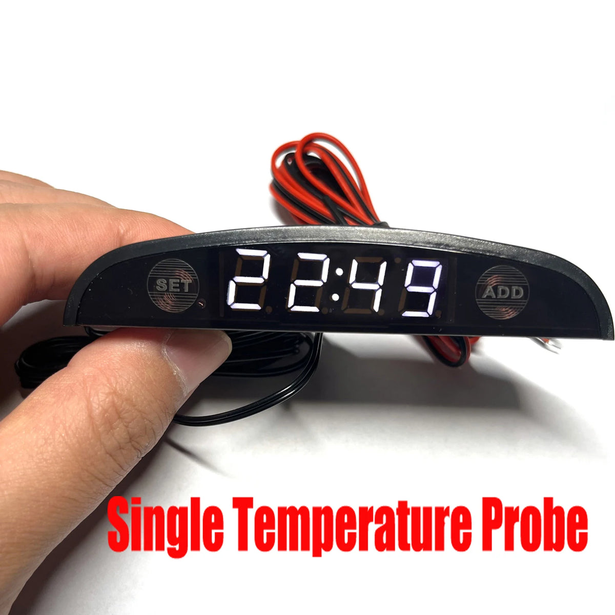 White Red Blue Green 12-24V Moon Type Thermometer Voltmeter Clock LED Display Car Dashboard Clock Dual Temperature Sensor