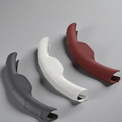 3Pcs Perforated Leather Breathable Anti-Slip Sweat-Absorbing Universal Car Steering Wheel Cover Auto Accessories