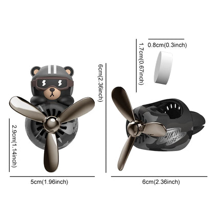 Rotating Propeller Plane pilot bear car air fresheners vent clip ornament decorations accessories perfume fragrance diffuser men