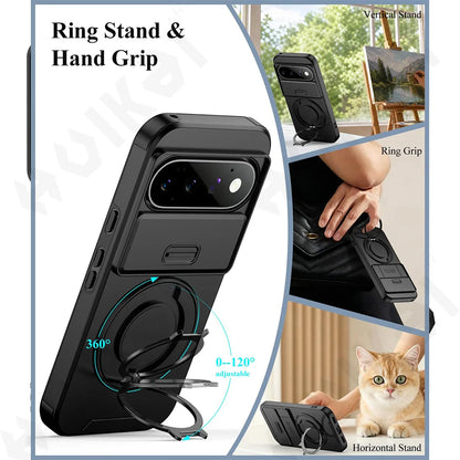 Case for Google Pixel 11 10 9 Pro XL PC Hrad Matte Black Case with Slide Camera Protection Protective Case Anti-Shock Cover
