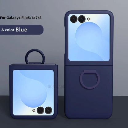 Luxury Large Window Gradient Color Silicone Ring Protect Phone Case For Samsung Galaxy Z Flip 8 7 6 5 Z Flip7 FE Skin Feel Cover
