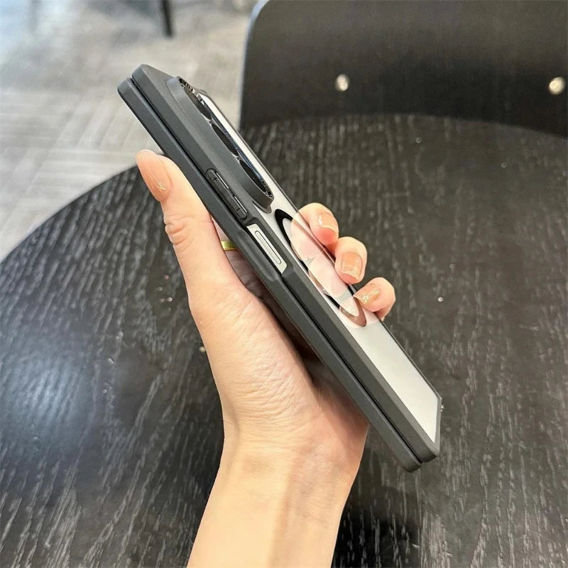 For Magsafe Case For Samsung Galaxy Z Fold 8 Ultra Fold 7 6 5 4 Z Flip 8 7 6 5 4 Translucent Matte Hinge Folding Magnetic Cover