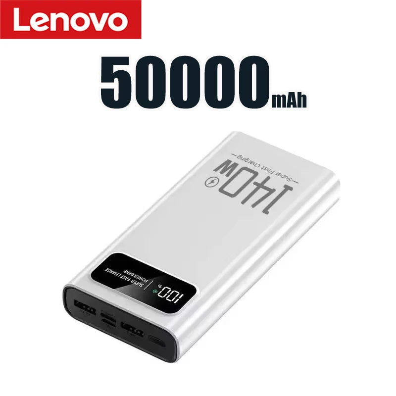Lenovo Power Bank 500000mAh 140W Large Capacity Super Fast Charging Digital Display Mobile Powerbank for iPhone Samsung 2026